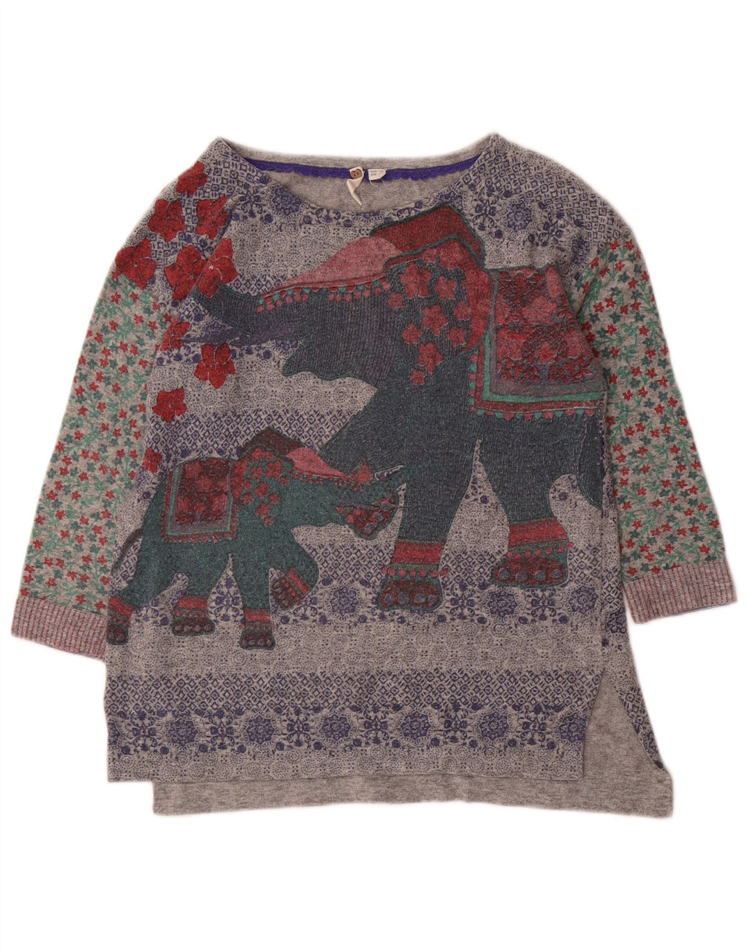 WHITE STUFF Suéter gráfico con cuello barco para mujer UK 10 Small Grey