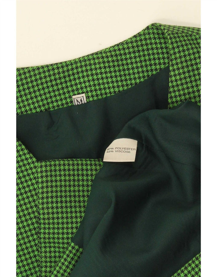 Vintage mujer sin mangas Blazer chaqueta Reino Unido 12 pata de gallo verde medio