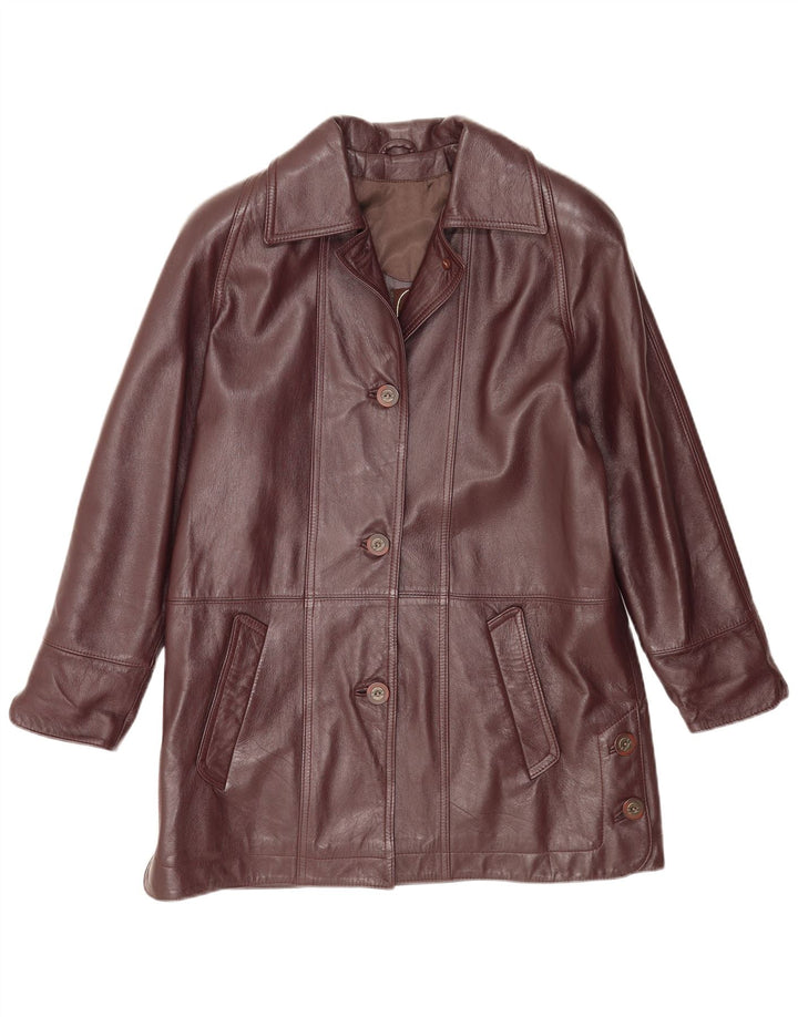Abrigo de cuero vintage para mujer IT 44 Marrón medio