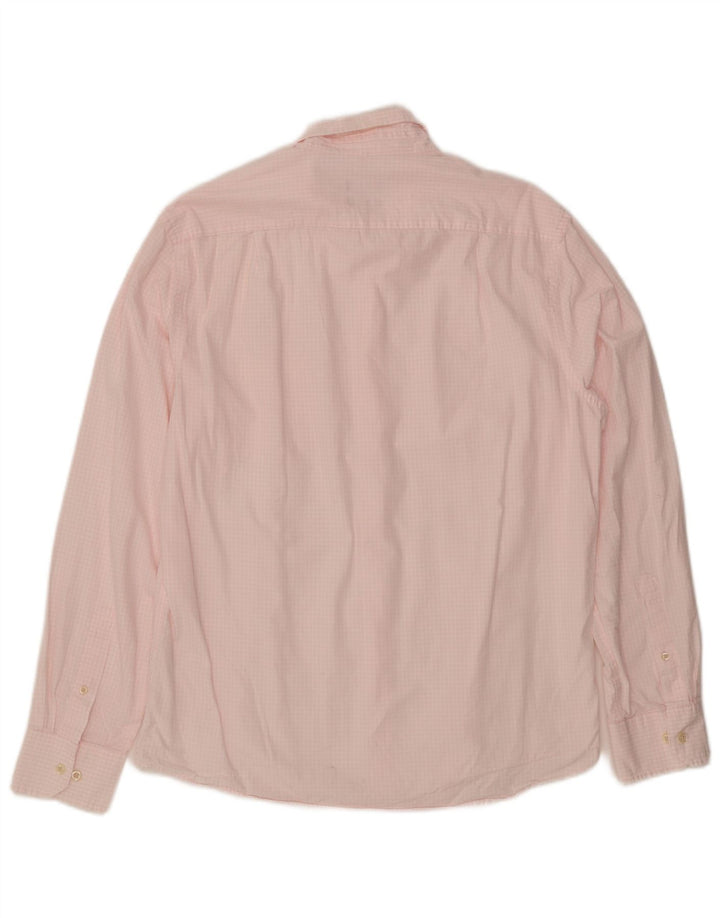 IZOD Camisa ajustada para hombre de algodón a cuadros rosa grande