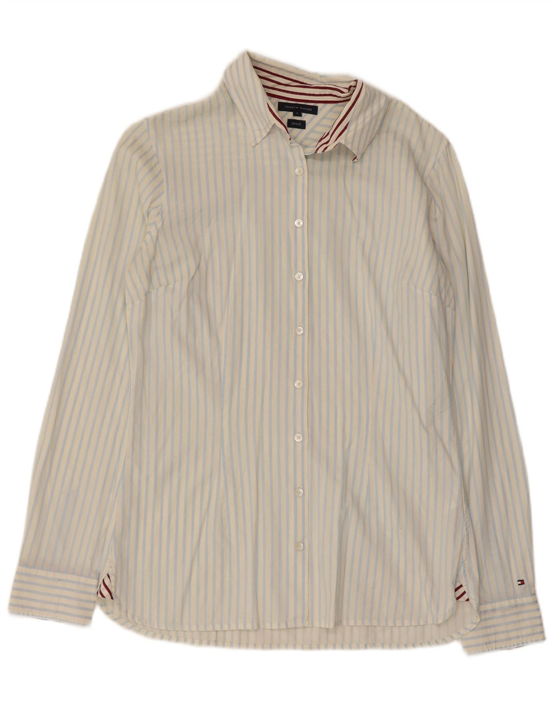 Tommy Hilfiger Camisa para mujer US 6 Mediana Blanco Rayas Algodón