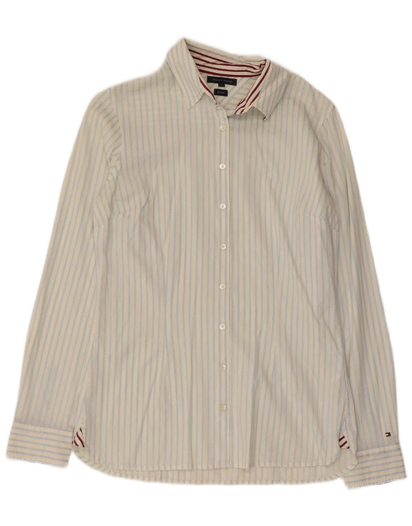 Tommy Hilfiger Camisa para mujer US 6 Mediana Blanco Rayas Algodón