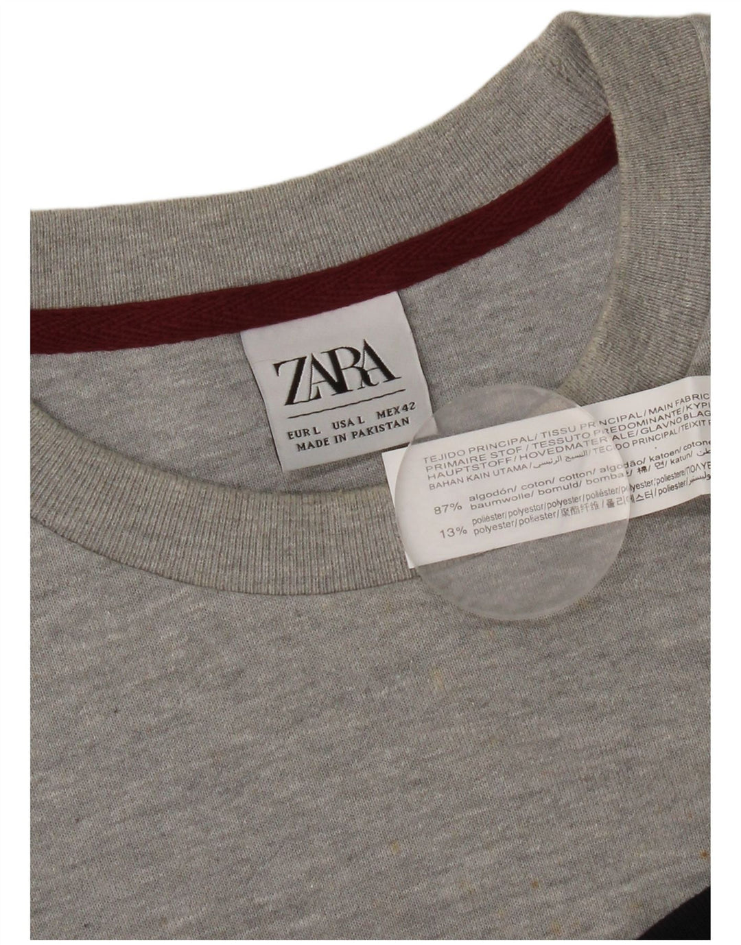 Zara Hombre Sudadera Jumper Large Gris Colorblock Algodón