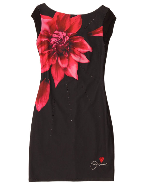 Desigual Vestido tubo sin mangas para mujer UK 6 XS Negro Floral