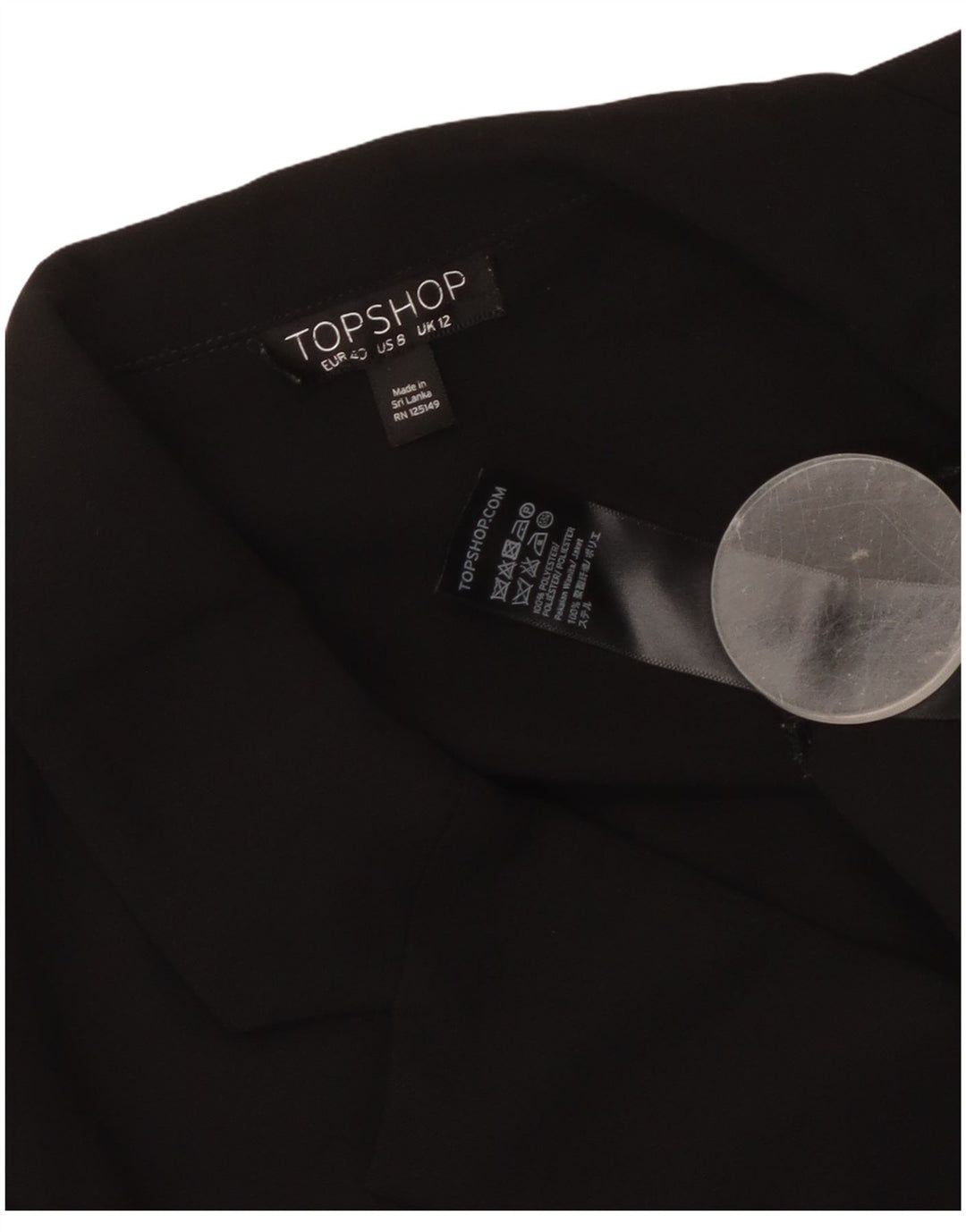 Topshop Abrigo para mujer UK 40 Mediano Poliéster negro