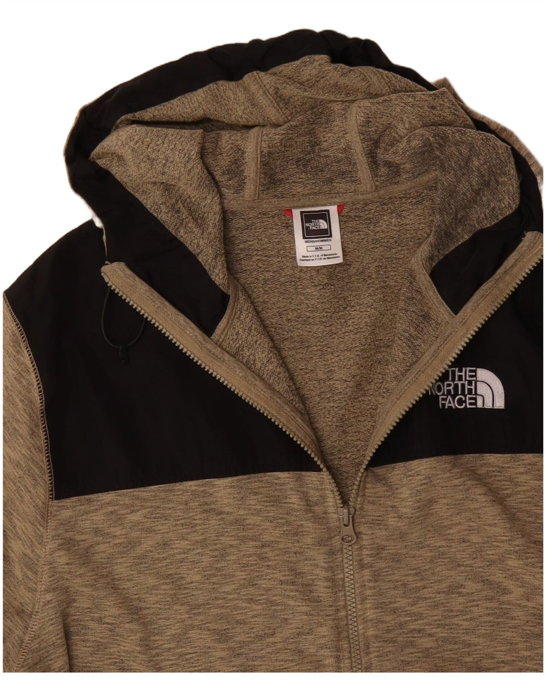 THE NORTH FACE Sudadera con capucha y cremallera para hombre de algodón color block en marrón medio