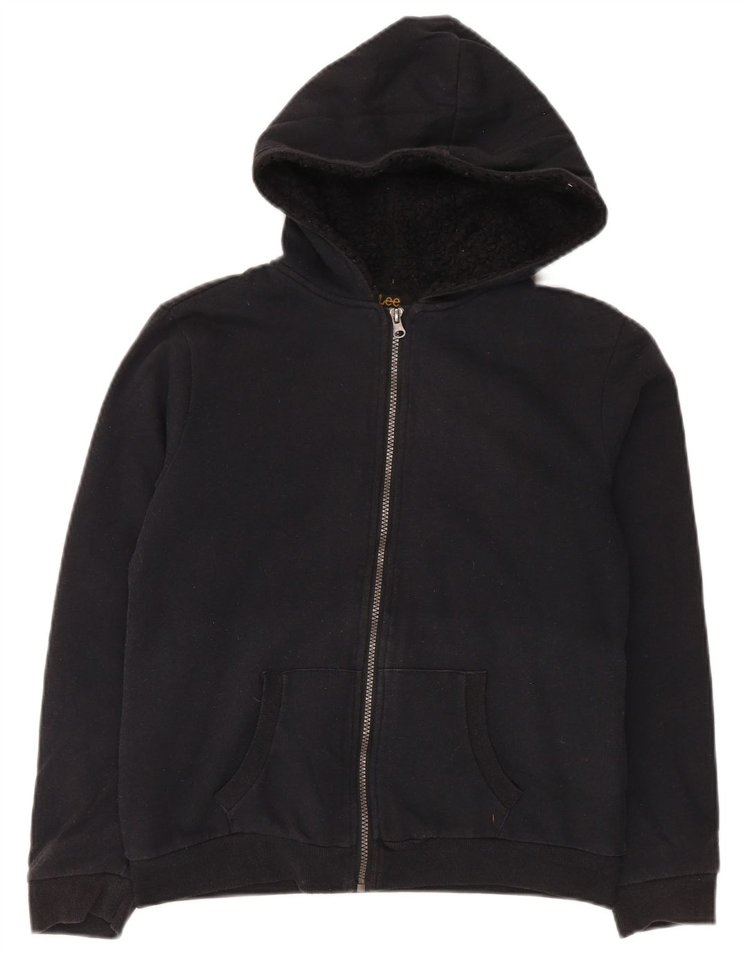 Lee Sudadera con capucha y cremallera para mujer UK 44 Grande Algodón negro