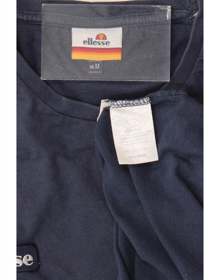 ELLESSE Hombre Camiseta Top Medium Azul Marino Colorblock Algodón