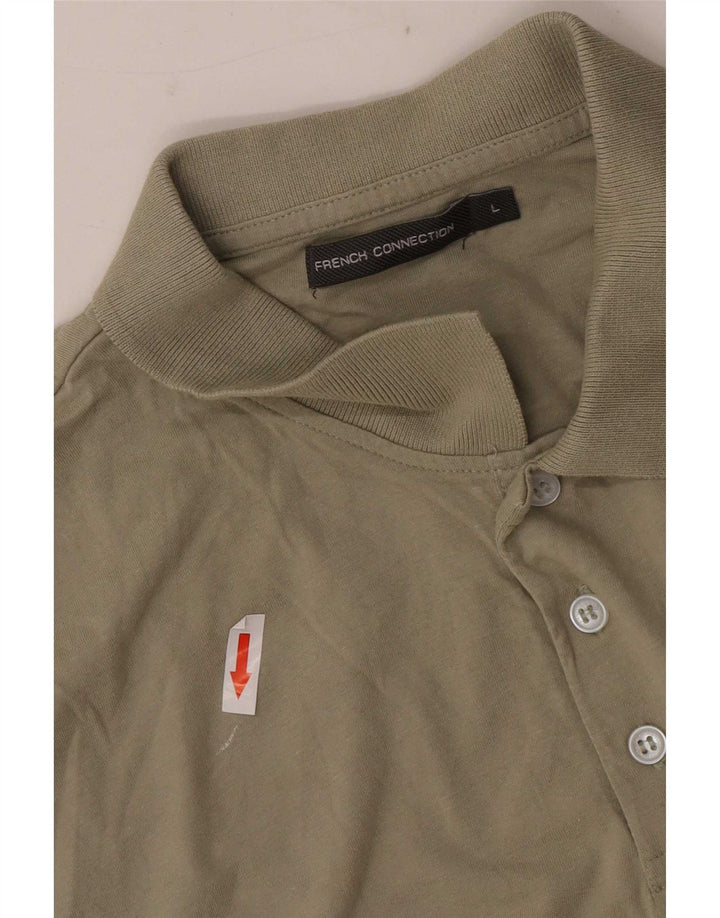 French Connection Polo para hombre de algodón caqui grande