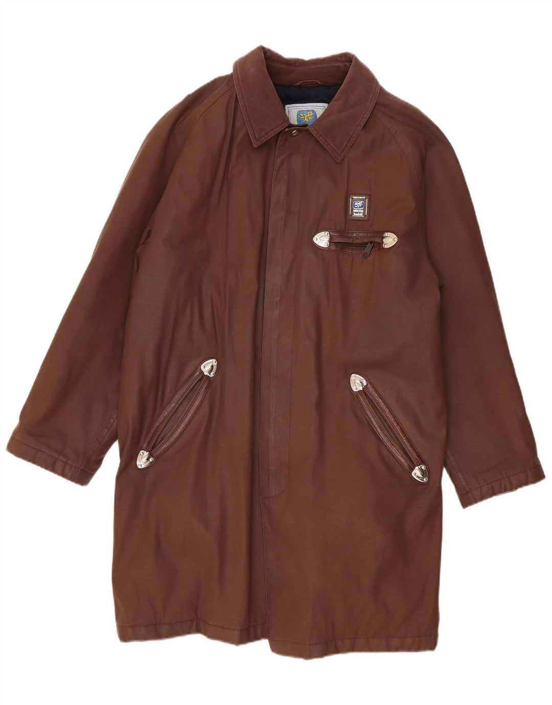 PIERO GUIDI Chaqueta de algodón encerado para hombre UK 40 Large Brown Cotton