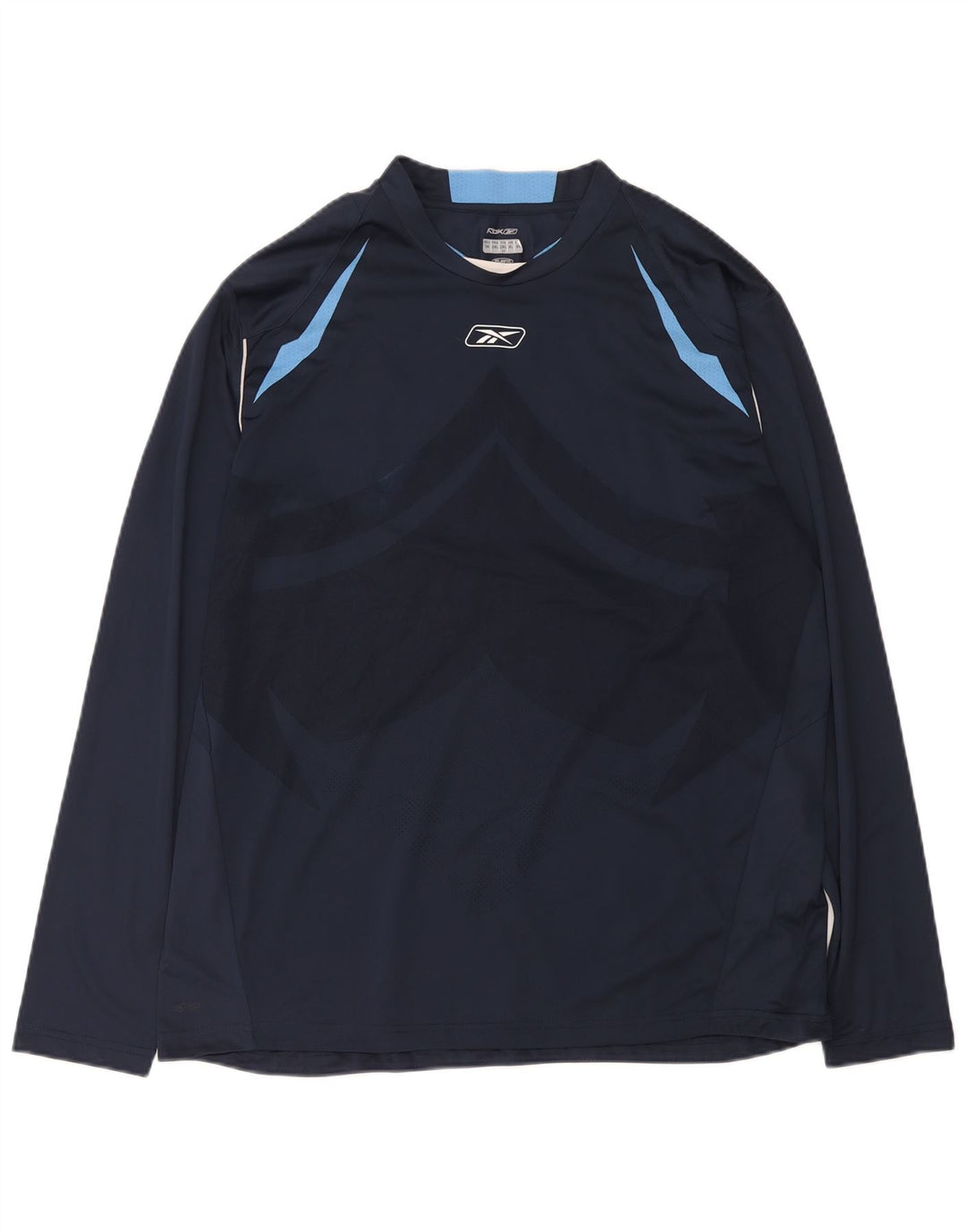 Reebok Hombre Top Manga Larga XL Azul Marino Colorblock Poliéster