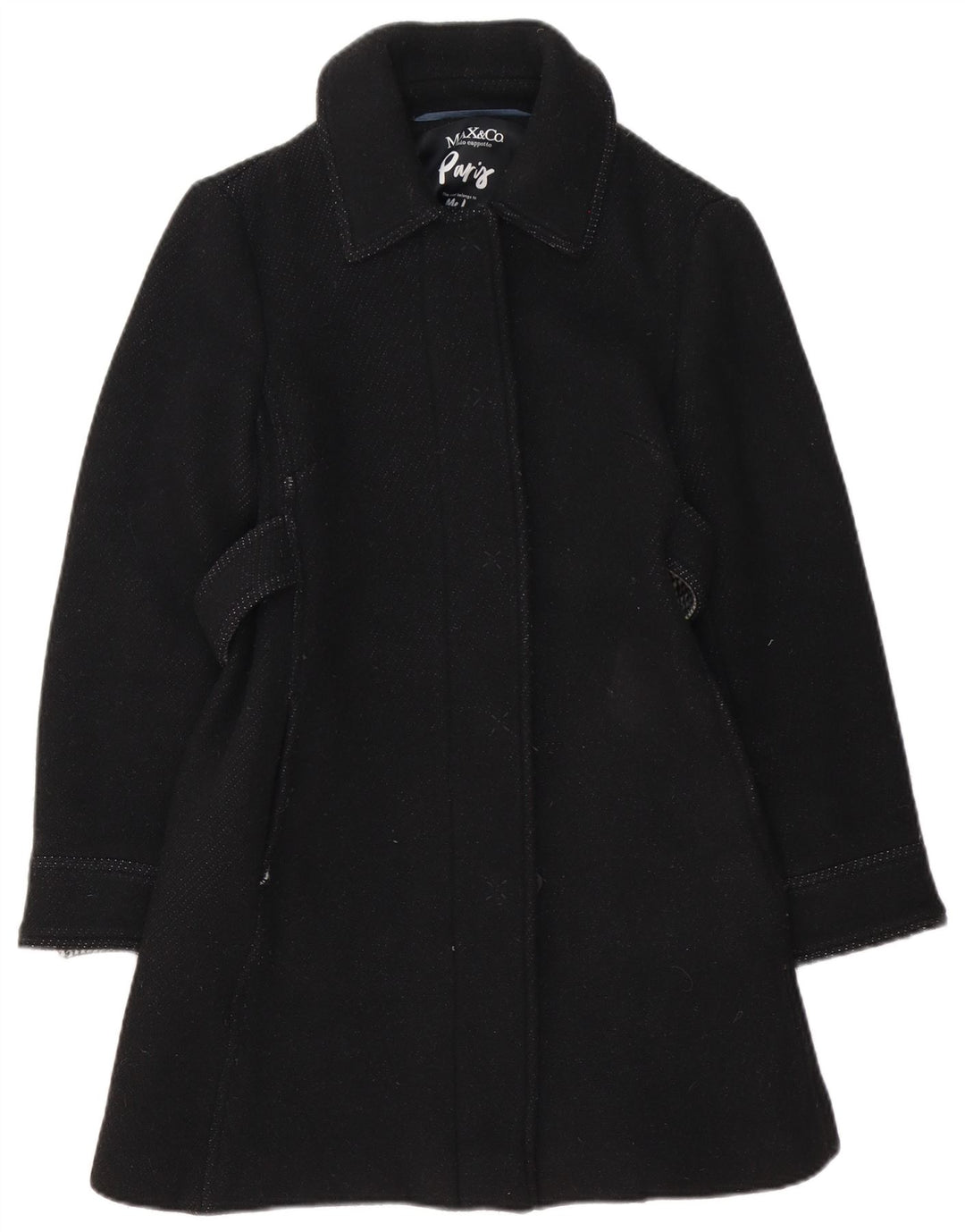 Max&Co. Abrigo para mujer UK 8 Small Lana negra