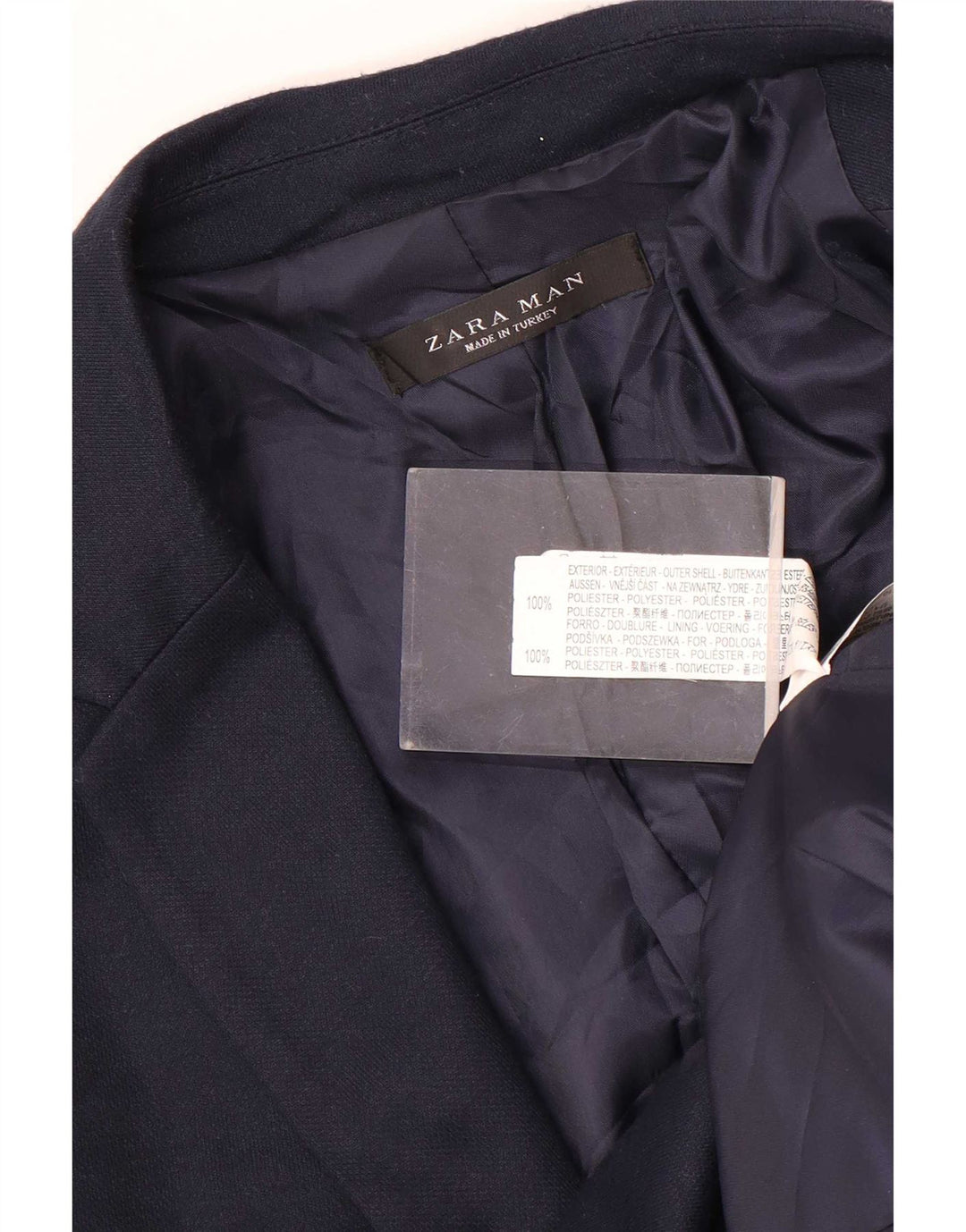 Zara Chaqueta tipo blazer de 2 botones para hombre UK 38 Mediano Azul marino Poliéster