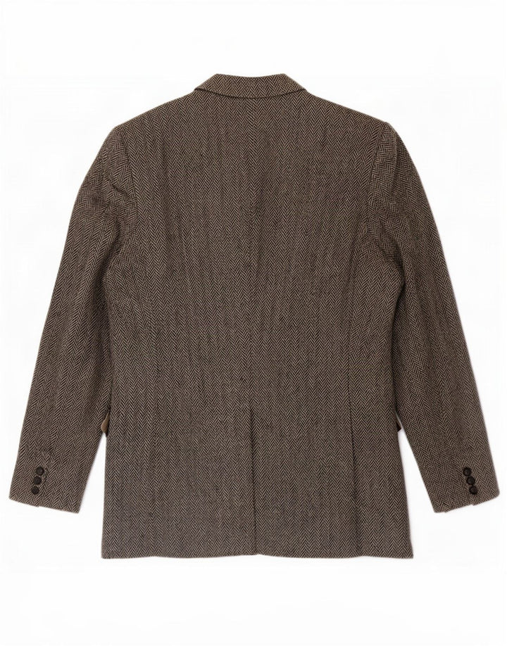 Harris Tweed Chaqueta larga de 2 botones para hombre Talla 46 XL Gris Espiga