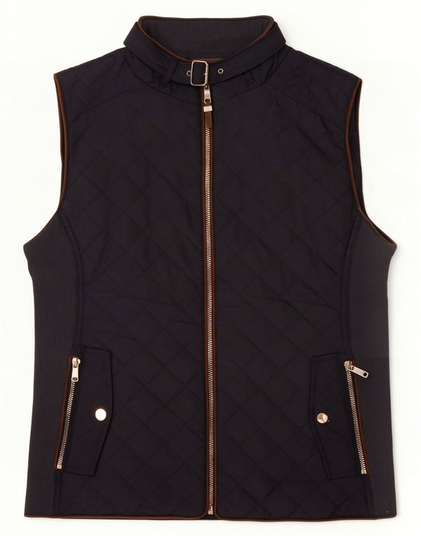 Zara Mujer Chaleco Acolchado UK 44 Grande Azul Marino