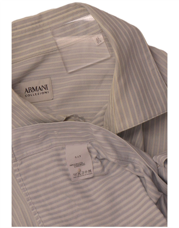 ARMANI COLLEZIONI Camisa Hombre Talla 44 17 1/2 XL Algodón Rayas Azul