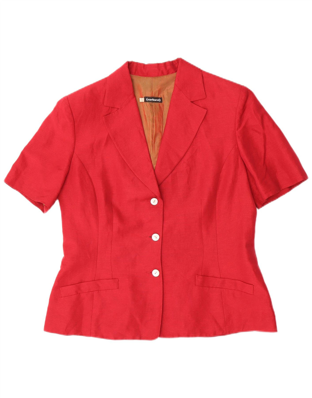 Cacharel Chaqueta Blazer De 3 Botones De Manga Corta Para Mujer IT 44 Rojo Mediano