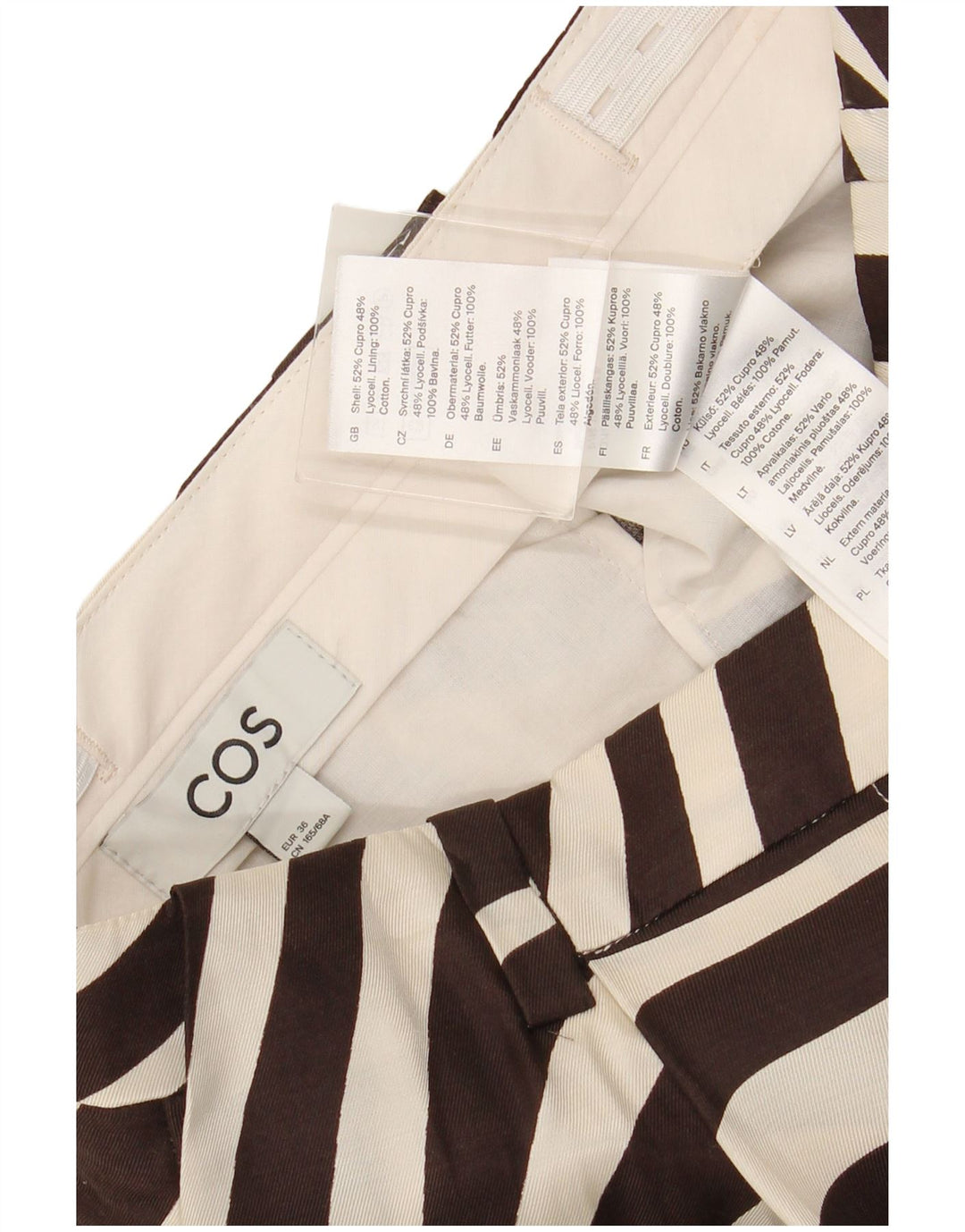 COS Pantalones cortos casuales para mujer EU 36 XS W28 Marrón Animal Print Cupro