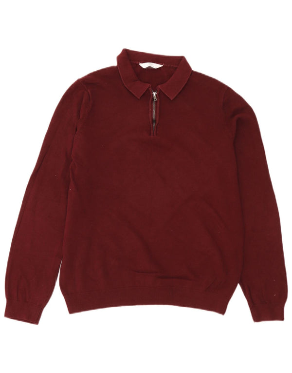 Marks & Spencer Jersey con cuello tipo polo para niños 13-14 años Algodón burdeos