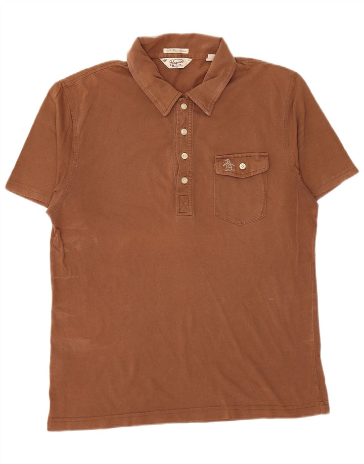 PENGUIN Polo para hombre grande de algodón marrón