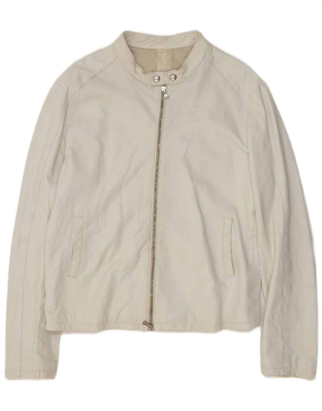 Vintage hombres cuero bomber chaqueta Reino Unido 40 grande blanco