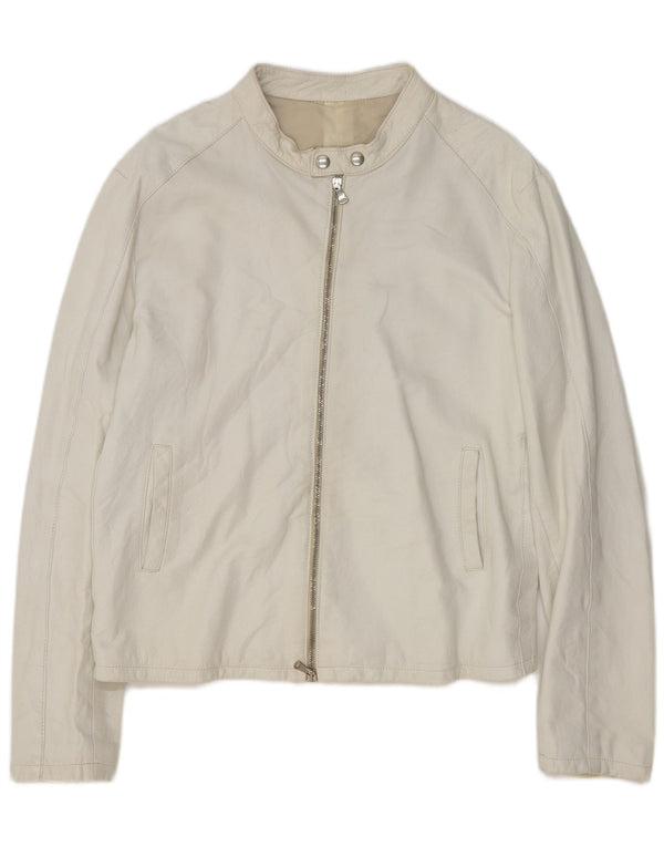 Vintage hombres cuero bomber chaqueta Reino Unido 40 grande blanco