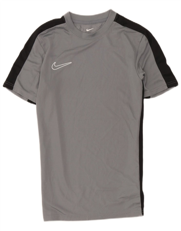 Nike Camiseta Dri Fit Slim Fit para hombre Top pequeño gris color block Poliéster