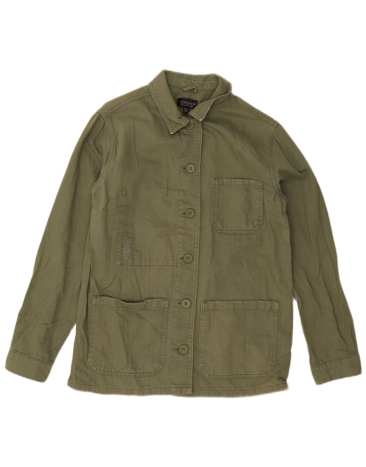 Topshop Chaqueta utilitaria para mujer UK 8 Small Khaki Cotton