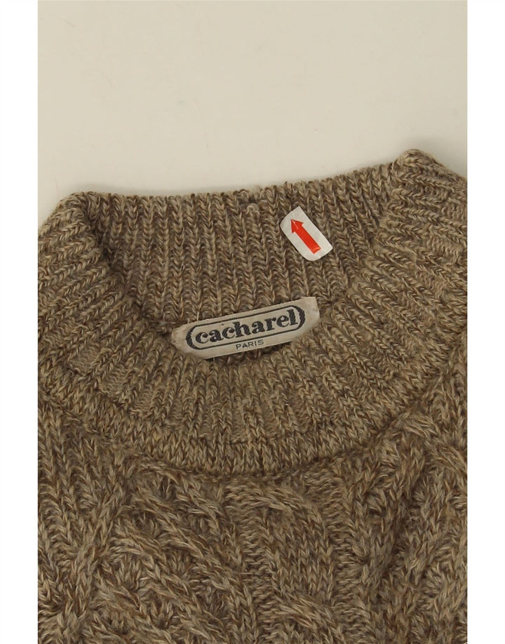 Cacharel Jersey De Cuello Redondo Para Hombre Suéter Grande Beige Fair Isle