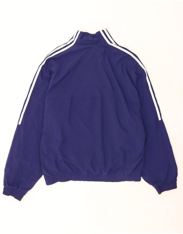 Adidas Hombre Suelto Ajuste Gráfico Cremallera Cuello Jersey Chándal Top Azul Medio