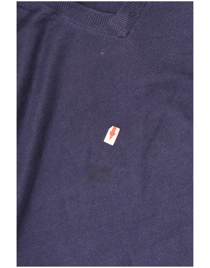 Gas Jersey con Cuello en V para Hombre Jersey Grande de algodón Azul