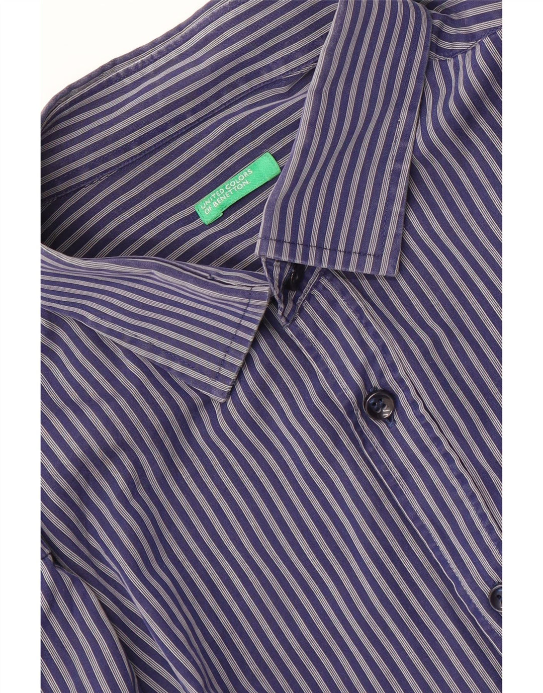 Camisa BENETTON Hombre Mediana Azul Marino Raya diplomática