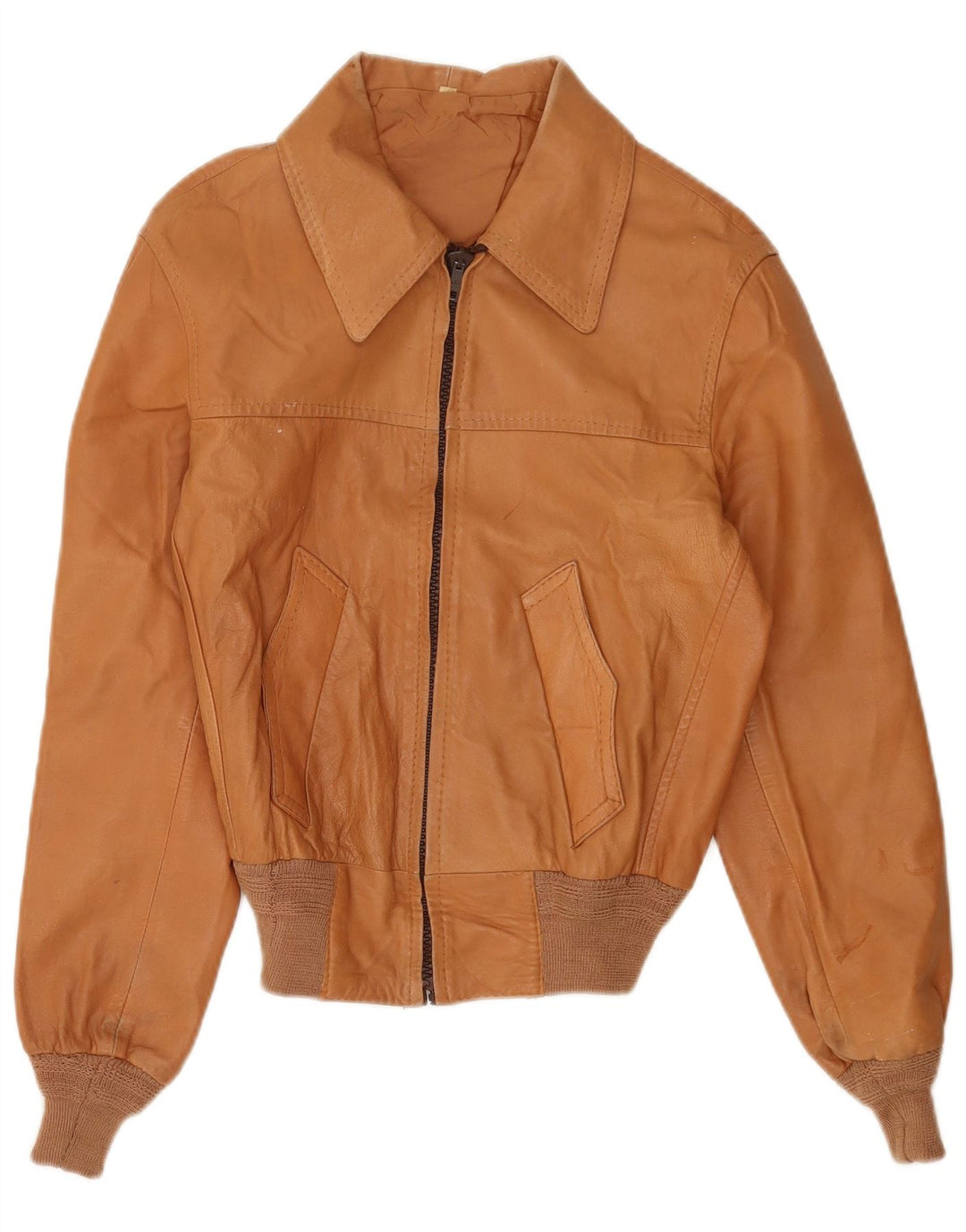 Chaqueta de cuero vintage para mujer IT 50 XL Beige