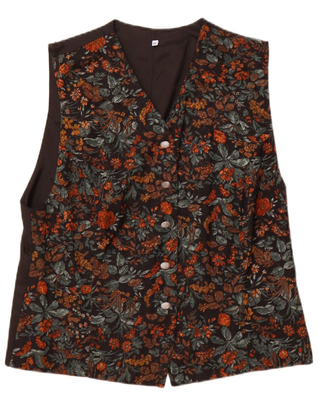 Vintage hombres 5 botones chaleco EU 42 gran viscosa floral multicolor