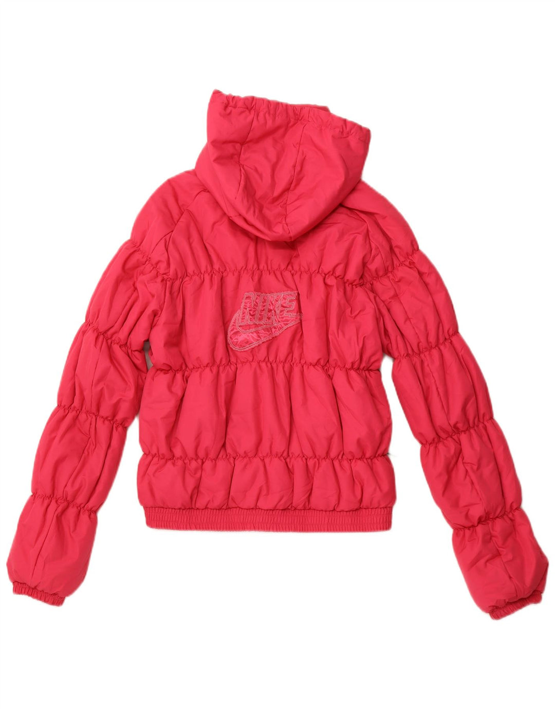 NIKE Chaqueta acolchada con capucha gráfica para mujer UK 10/12 Poliéster rosa medio