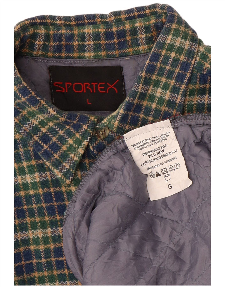 Sportex Camisa de franela de leñador para hombre Poliéster a cuadros verdes grandes