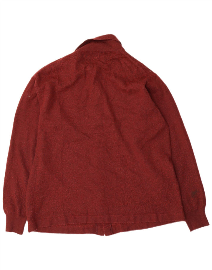 Zara Hombre Cárdigan Sueter Grande Lana Granate