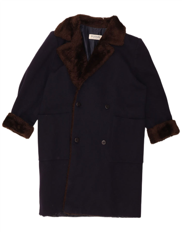 Sportmax Abrigo cruzado para mujer UK 46 Grande Azul marino