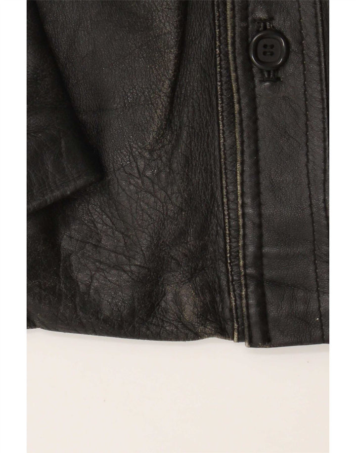 Vintage hombres chaqueta de cuero Reino Unido 36 pequeño negro