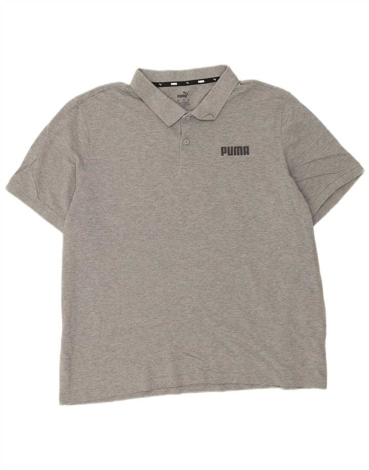 Puma Polo para hombre 2XL Algodón moteado gris