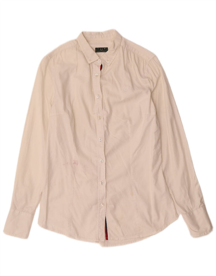 Camisa Fred Perry Mujer UK 40 Mediano Blanco