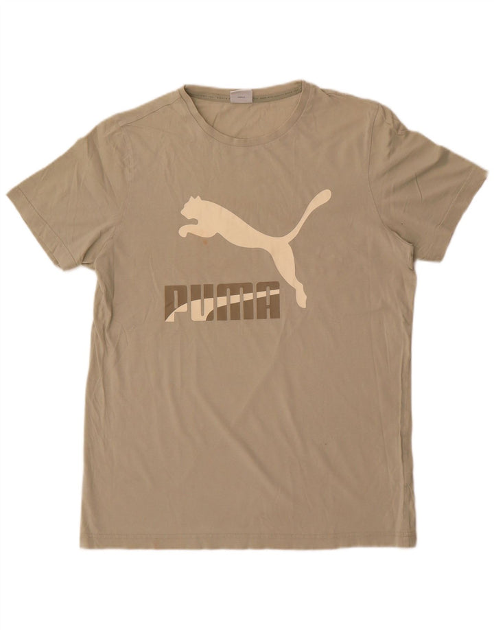 Puma Camiseta gráfica para hombre Top de algodón gris medio