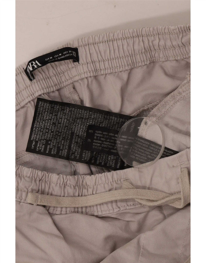 Zara Hombre Joggers Pantalón Cargo Mediano W31 L28 Algodón Gris