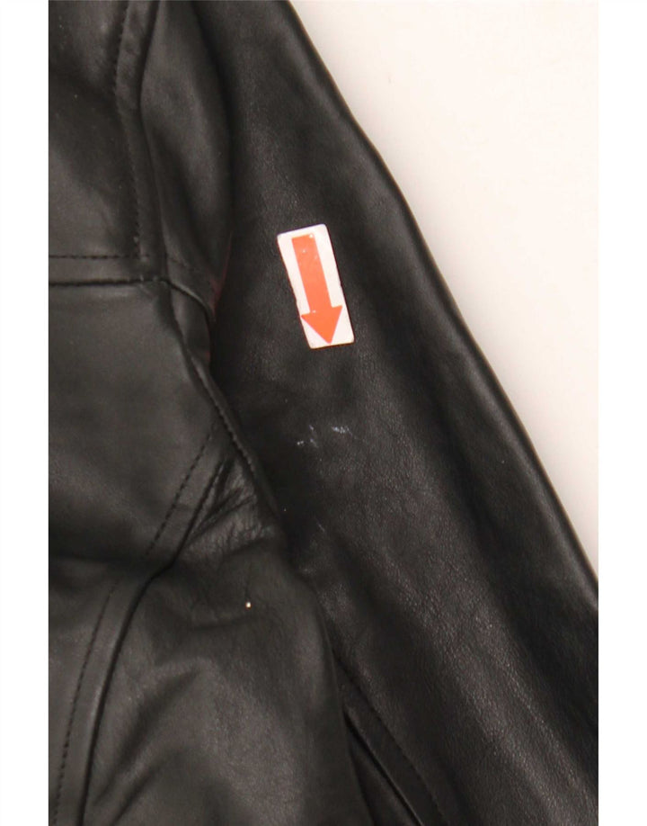 Chaqueta bomber de cuero vintage para hombre IT 50 Large Black