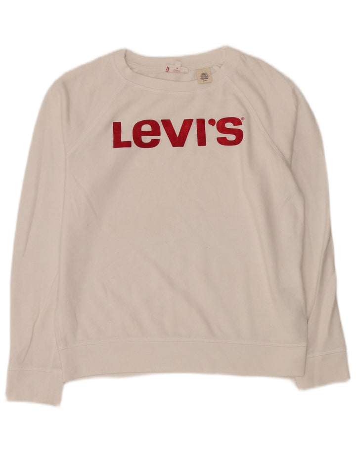 LEVI'S Sudadera extragrande para mujer, talla 10, algodón blanco pequeño