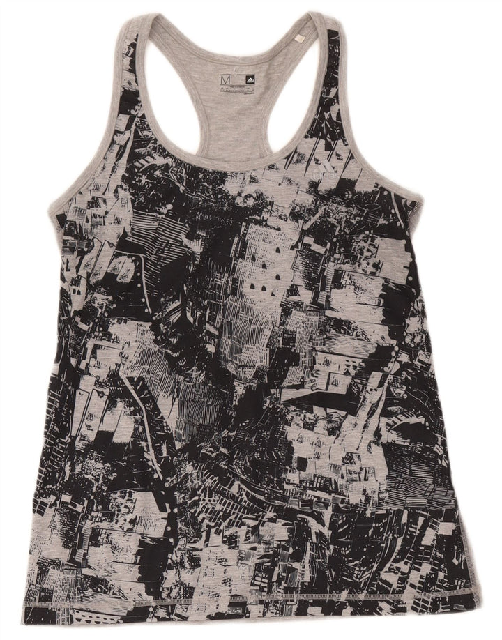 Adidas Mujer Climalite Graphic Chaleco Top Reino Unido 12/14 Gris Medio Geométrico