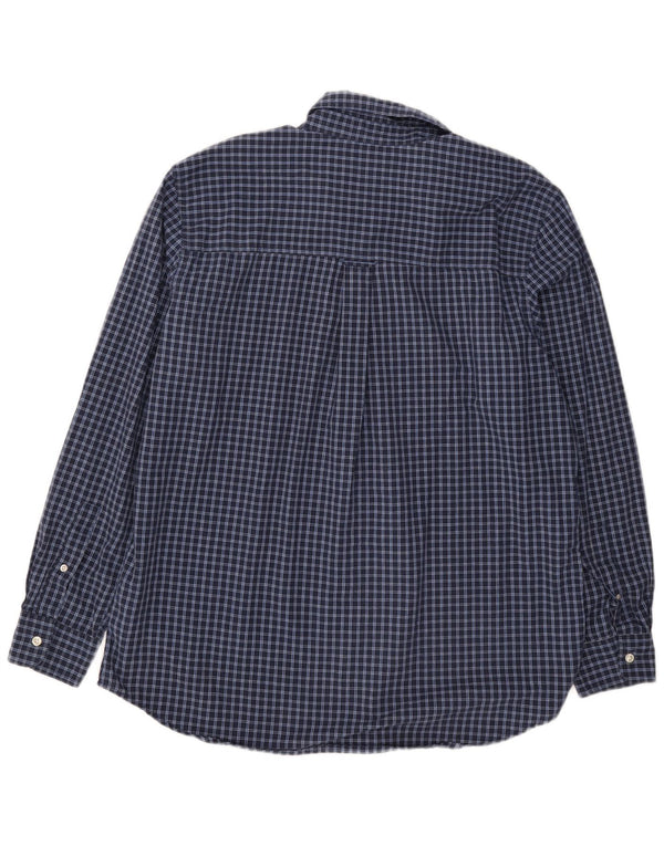 Chaps Camisa de franela de fácil cuidado para hombre, tamaño grande, algodón a cuadros azul marino