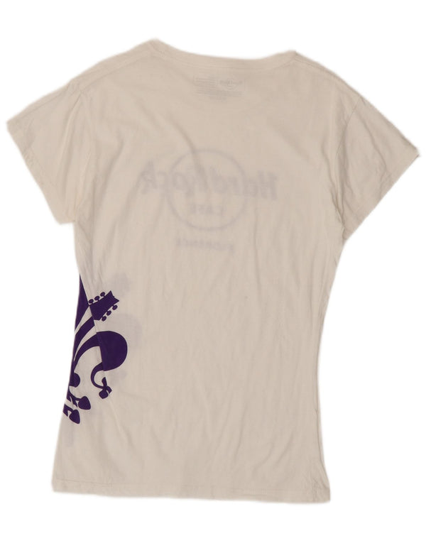 Hard Rock Cafe Mujer Florence Graphic Camiseta Top UK 40 Grande Algodón Blanco