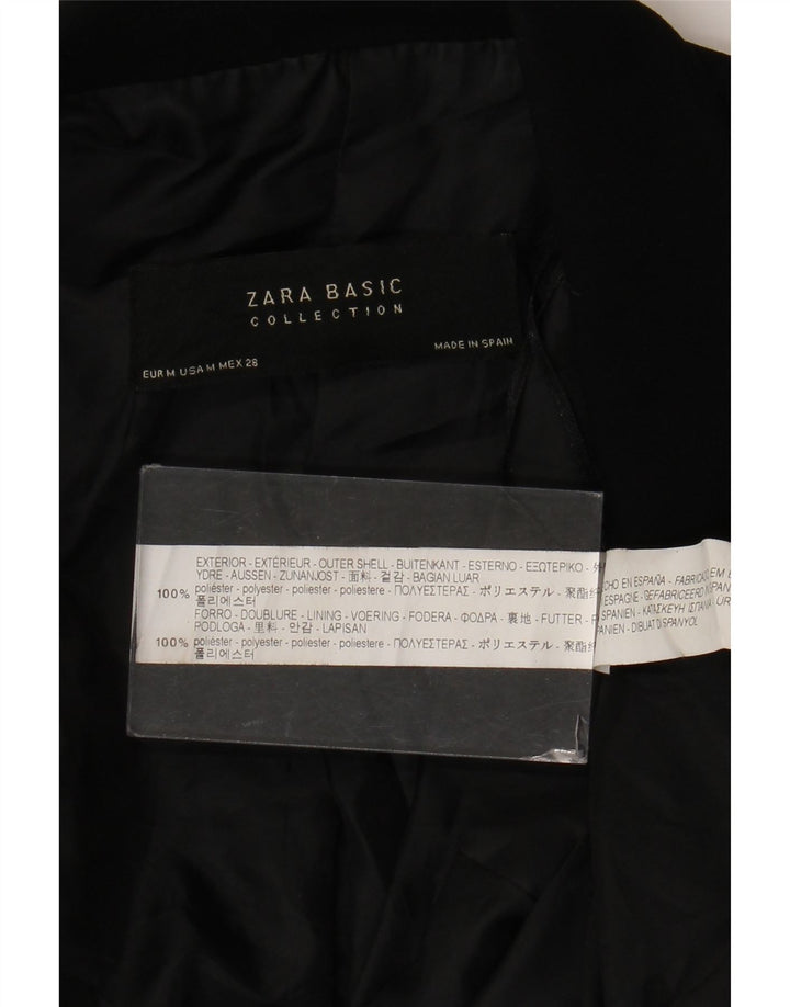 Zara Chaqueta Blazer Abierta De Manga 3/4 para Mujer UK 44 Poliéster Negro Mediano
