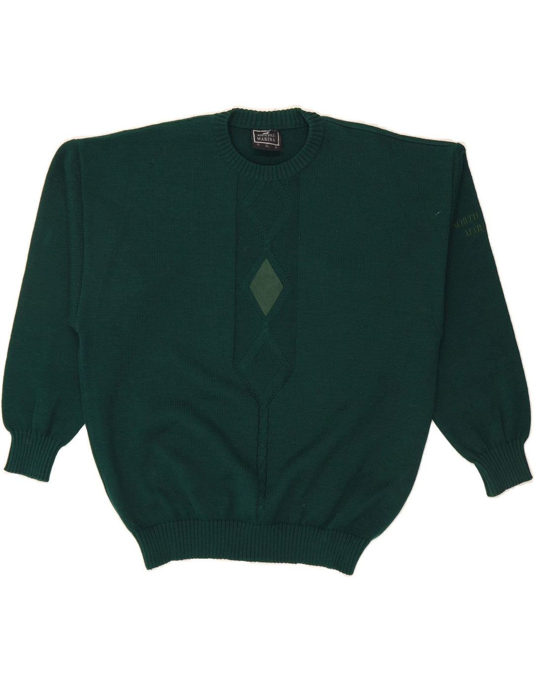 NORTH POLE Mens Crew Neck Jumper Sweater XL Green Argyle/Diamond Vintage North Pole and Second-Hand North Pole from Messina Hembry 